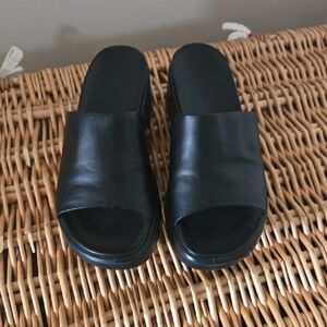 Ecco Black Leather Mules